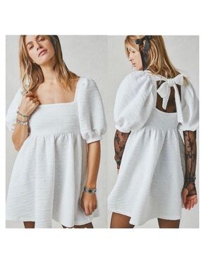 Free People Violet Mini-dress Puff-Sleeve Mini Dress size small